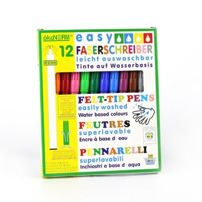 easy felt-tip pen, 2 mm, easily washable - 12 colors
