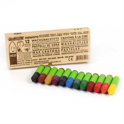 mini wax crayons Gnome nawaro, wooden box FSC-certified - 12 colors