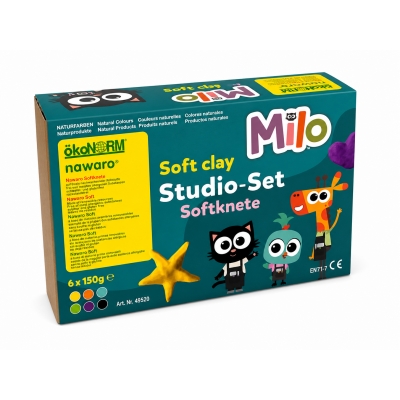 SOFT-Knete Milo, 6er Set -schwarz, orange, t�rkis, violett, gr�n, gelb