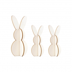 Wooden stick figures, 3 rabbits