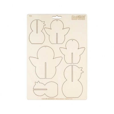 Wooden stick figure - 3 chicks