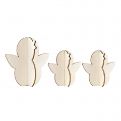Wooden stick figure - 3 chicks