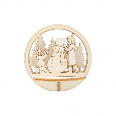Wooden stick figure - Christmas bauble Snowman
