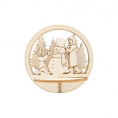 Holz- Steckfigur -  Weihnachtskugel Schneemann
